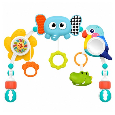 Pałąk Sensoryczny Ze Słoniem Do Łóżeczka Fotelika Wózka Lusterko Grzechotka LEAN Toys