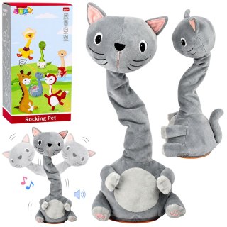 Pluszowy Tańczący Kot Zabawka Interaktywna Muzyczna Dźwięki Maskotka Szary LEAN Toys
