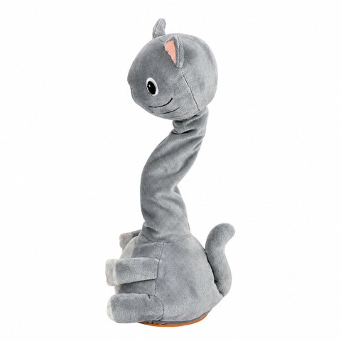 Pluszowy Tańczący Kot Zabawka Interaktywna Muzyczna Dźwięki Maskotka Szary LEAN Toys
