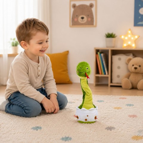 Pluszowy Tańczący Wąż Maskotka Interaktywna Muzyczna Dźwięki Zielony LEAN Toys