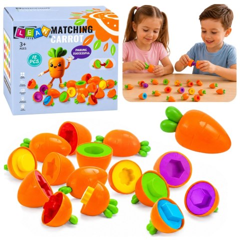 Sorter Edukacyjny Marchewki Dopasowywanie Kształtów Kolorów 12 szt. LEAN Toys