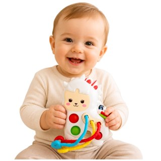 Zabawka Sensoryczna Dla Malucha Lama Ze Sznurkami Pop-It Koraliki LEAN Toys