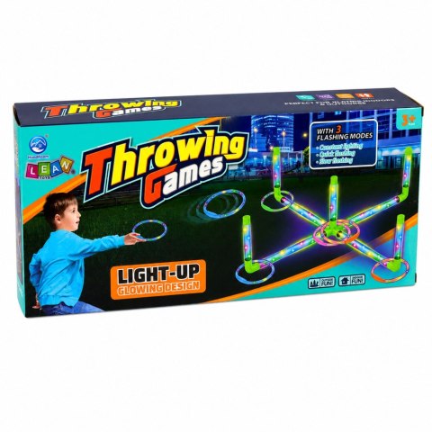 Gra Zręcznościowa Ringo Rzut do Celu Dla Dzieci LED Świecące Obręcze Słupki LEAN Toys