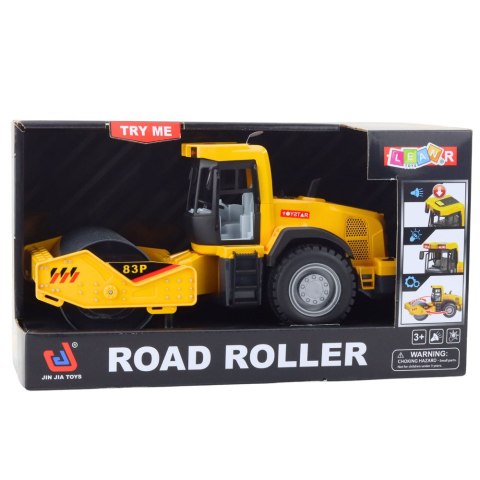 Walec Budowlany Drogowy Skrętny Walec Światła Dźwięki Żółty LEAN Toys