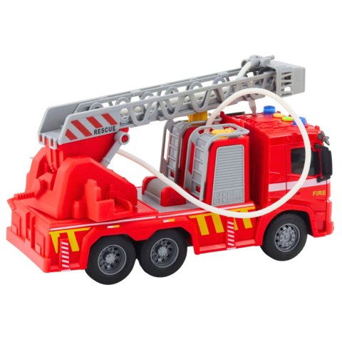 Wóz Strażacki Straż Pożarna Drabina Światła Dźwięki Rozpylanie Wody 1:16 LEAN Toys